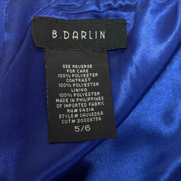 New B. Darlin Strapless Sweetheart Red Blue Floral Print Mini Dress Juniors 5/6 - Picture 6 of 10